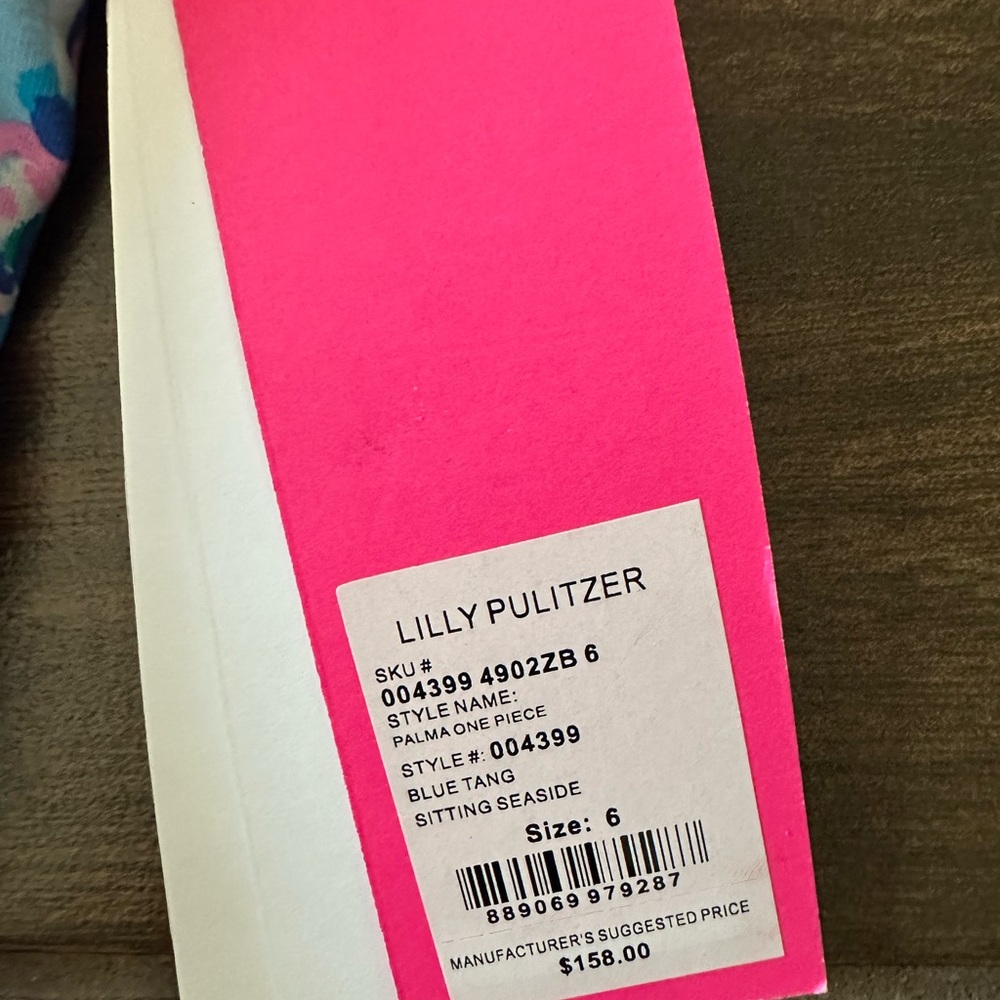 Lilly Pulitzer Blue and Pink One Piece Swimsuit Vibrant Design - Picture 2 of 2